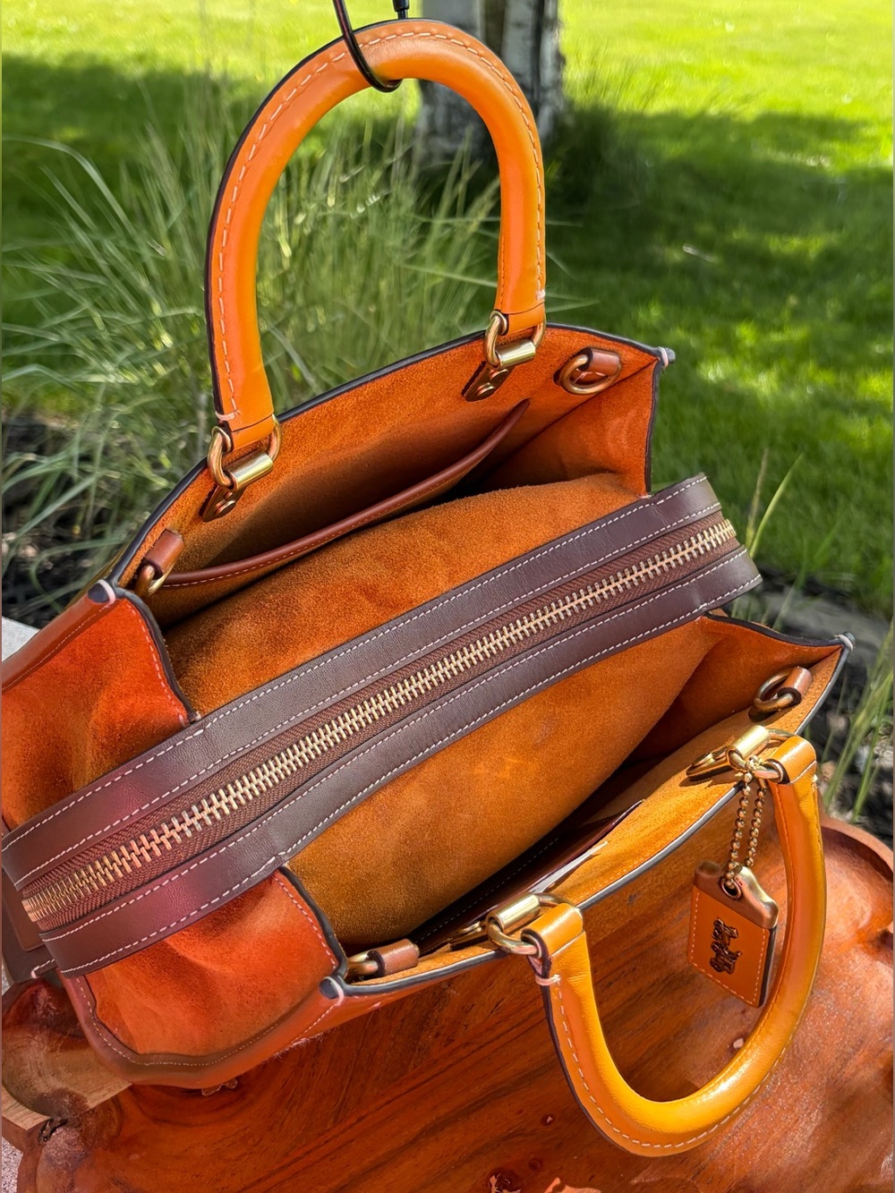 Coach Rogue 25 Signature Textile Jacquard Coco Amber Leather C6444 NWT - Picture 8 of 17